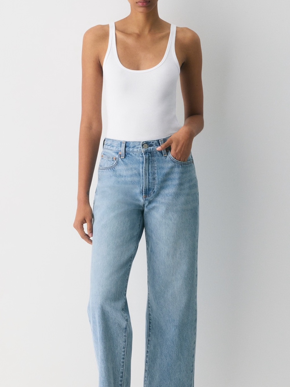Denim Forum Farrah Classic High-Rise Light Blue Wide-Leg Cropped Jeans